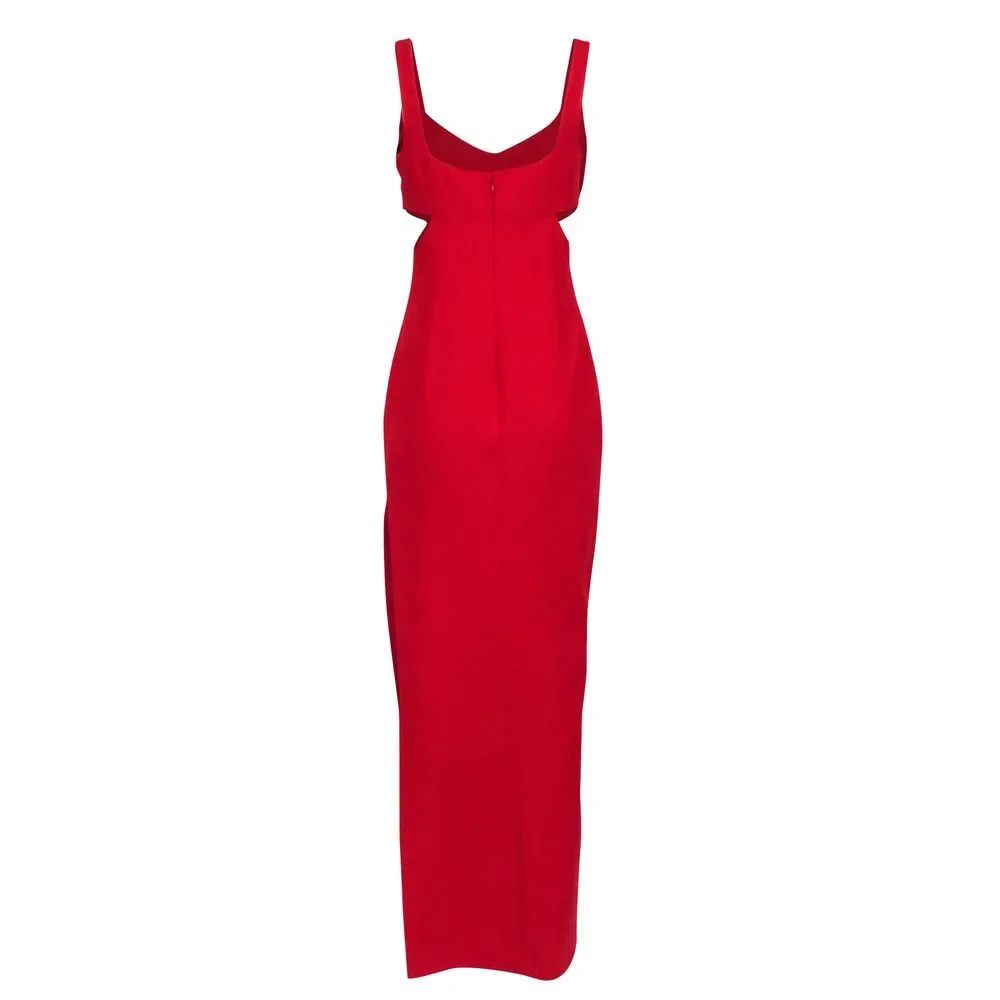 Likely S- Red Sleeveless Side Cut Out High Slit Gown Sz 8